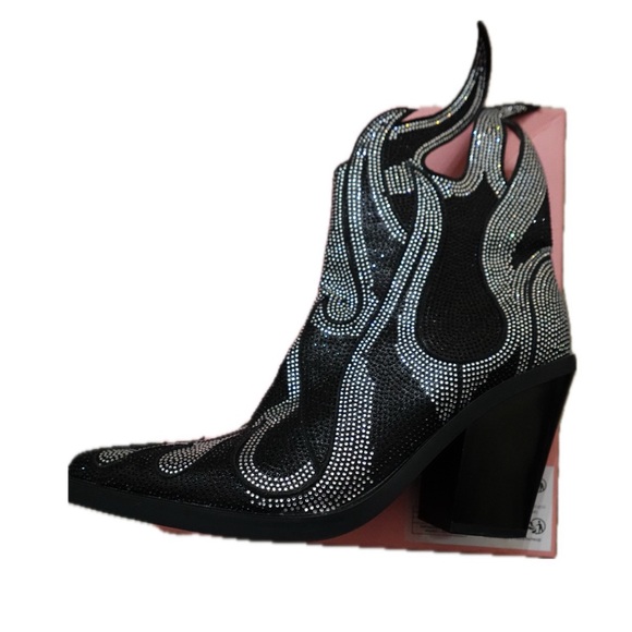 Glamorous Rhinestone Black Western Boots - Picture 8 of 12